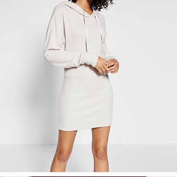 Express Dresses & Skirts - BLACK- hoodie sweatshirt dress with ribbed bottom